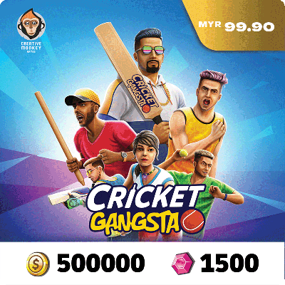 Cricket Gangsta Coin Pack 500000 + Gem Pack 1500 MYS