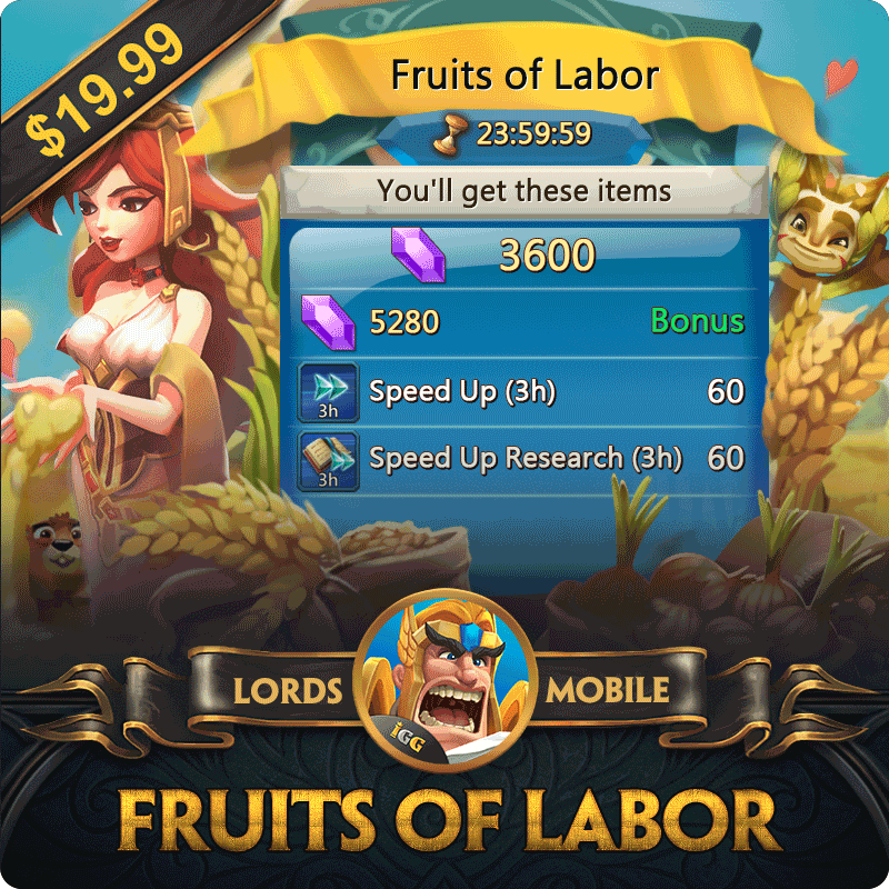 Lords Mobile Fruits of Labor with instant code delivery by email